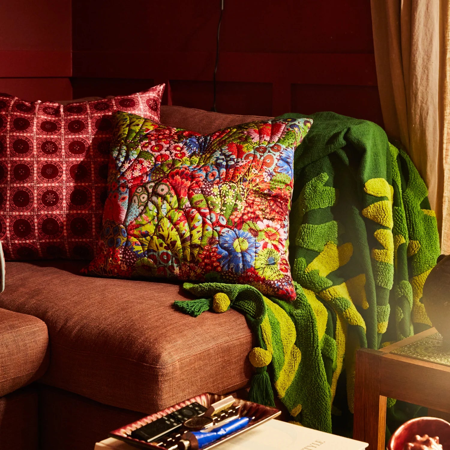 Sage x Clare - Cora Quilted Cushion Garnet - The Ivy Room Adelaide