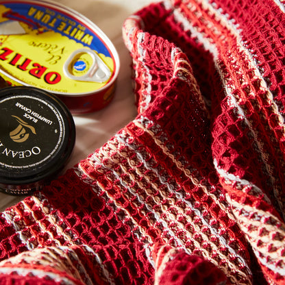 Sage x Clare - Selene Stripe Tea Towel - Crimson - The Ivy Room Adelaide