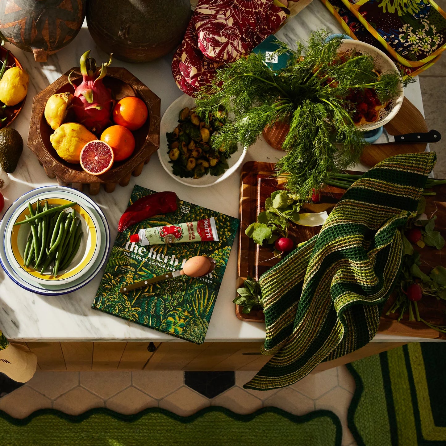 Sage x Clare - Selene Stripe Tea Towel / Anise - The Ivy Room Adelaide