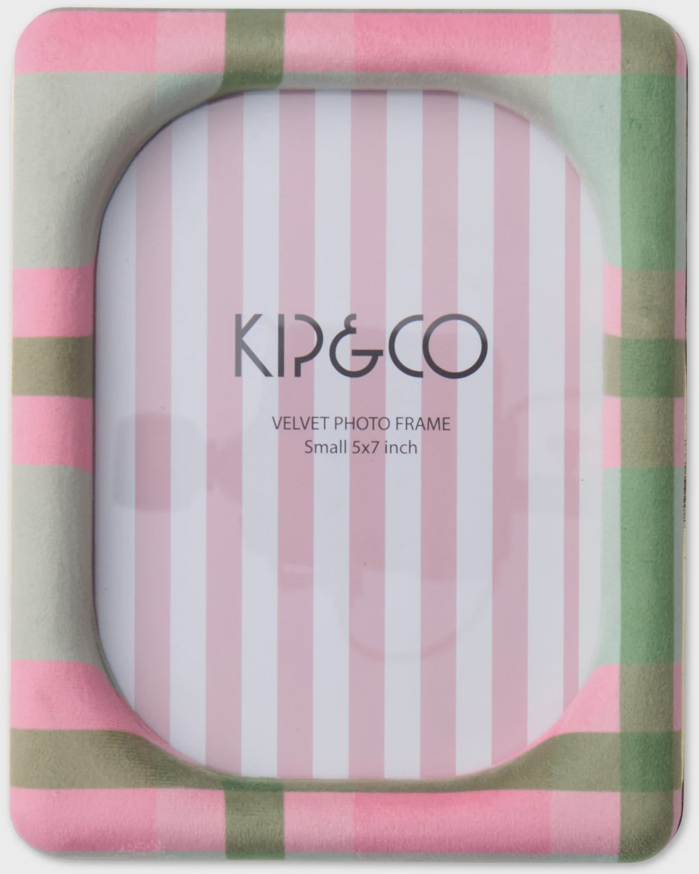 Kip & Co - Pistachio Tartan Oval Velvet Photo Frame