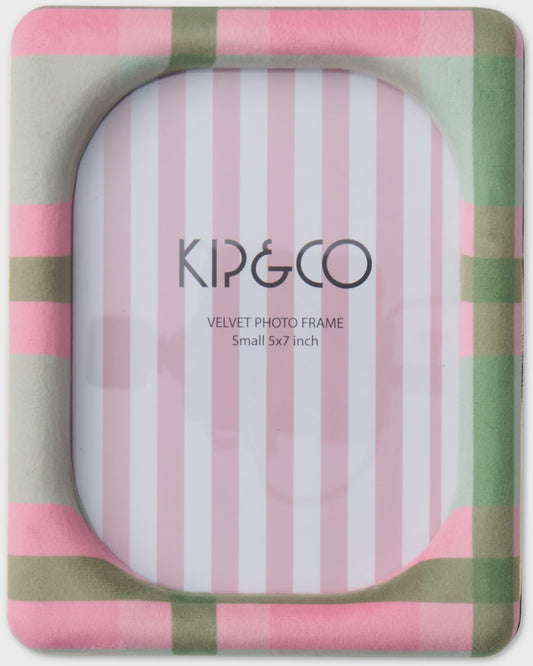 Kip & Co - Pistachio Tartan Oval Velvet Photo Frame