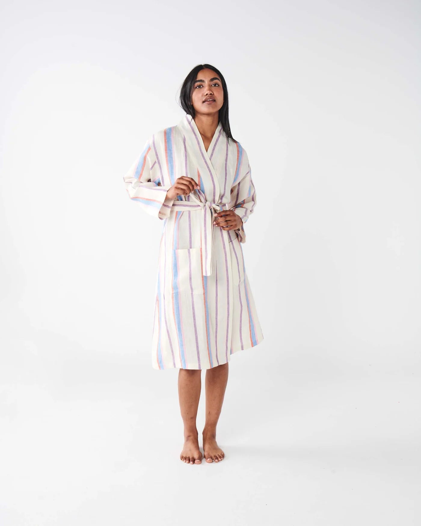 Kip & Co - Linen Robe - Maldives Stripe
