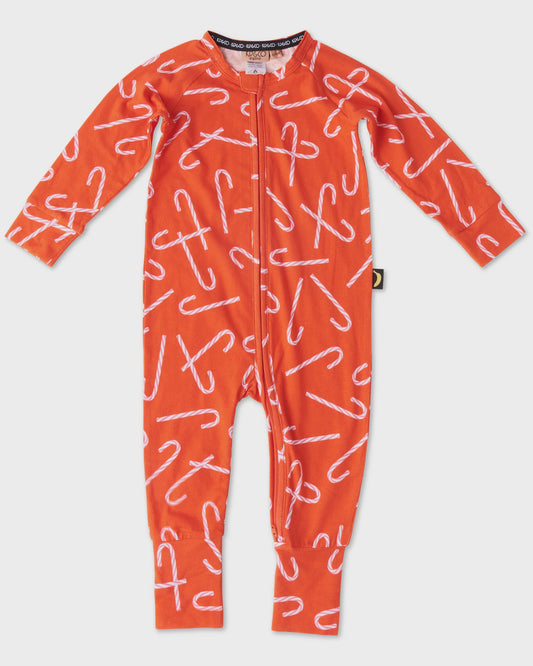 Kip & Co - Christmas Candy Cane Long Sleeve Zipsuit