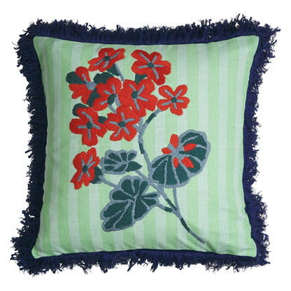 Sage x Clare - Annette Embroidered Cushion Jade - The Ivy Room Adelaide