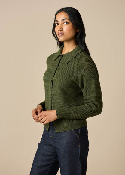 Uimi - Pearl Merino Wool Cardigan / Moss