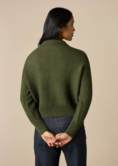 Uimi - Pearl Merino Wool Cardigan / Moss