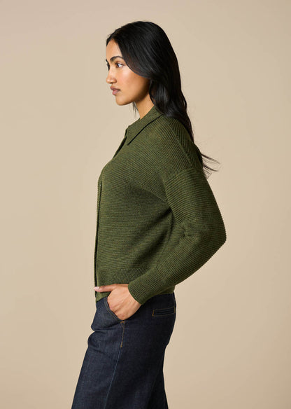 Uimi - Pearl Merino Wool Cardigan / Moss
