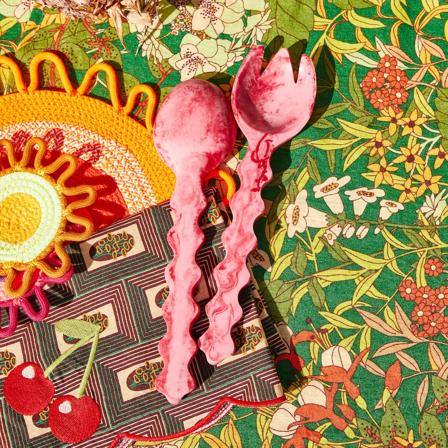 Sage x Clare - Gisele Resin Salad Servers / Crimson - The Ivy Room Adelaide