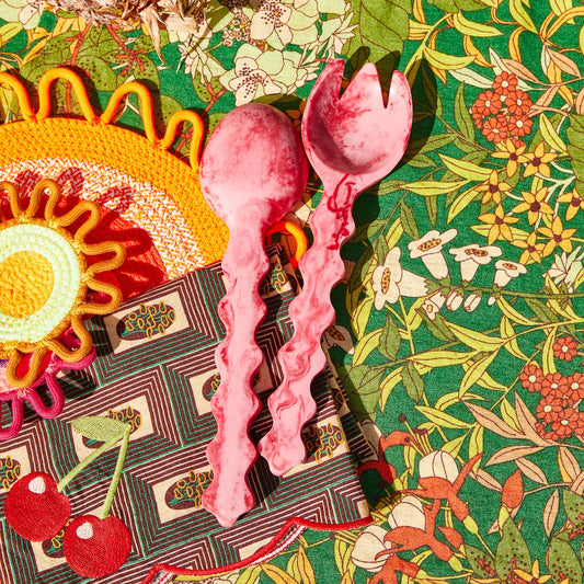 Sage x Clare - Gisele Resin Salad Servers / Crimson - The Ivy Room Adelaide