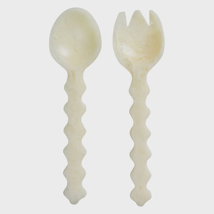 Sage x Clare - Gisele Resin Salad Servers / Pearl - The Ivy Room Adelaide