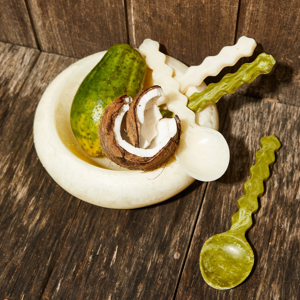Sage x Clare - Gisele Resin Salad Servers / Pearl - The Ivy Room Adelaide