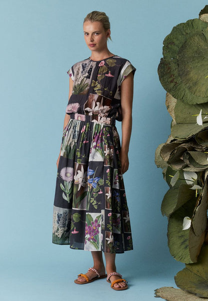 Nancybird - Alma Yoke Skirt / Charcoal Archive Floral