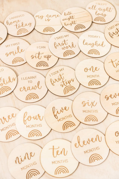 Kiin - Baby Milestone Wooden Discs - The Ivy Room Adelaide