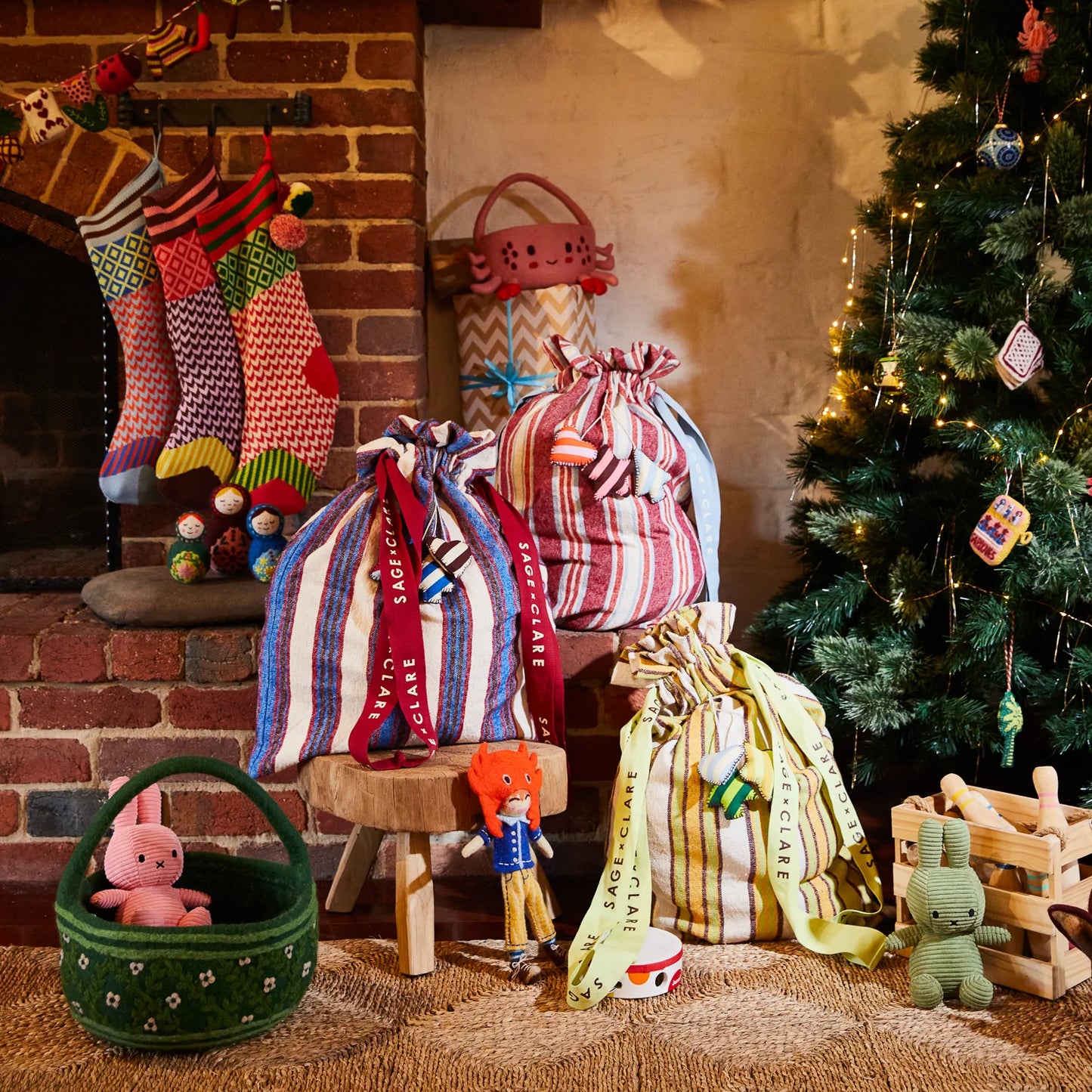 Sage x Clare - Selene Christmas Santa Sack / Crimson - The Ivy Room Adelaide