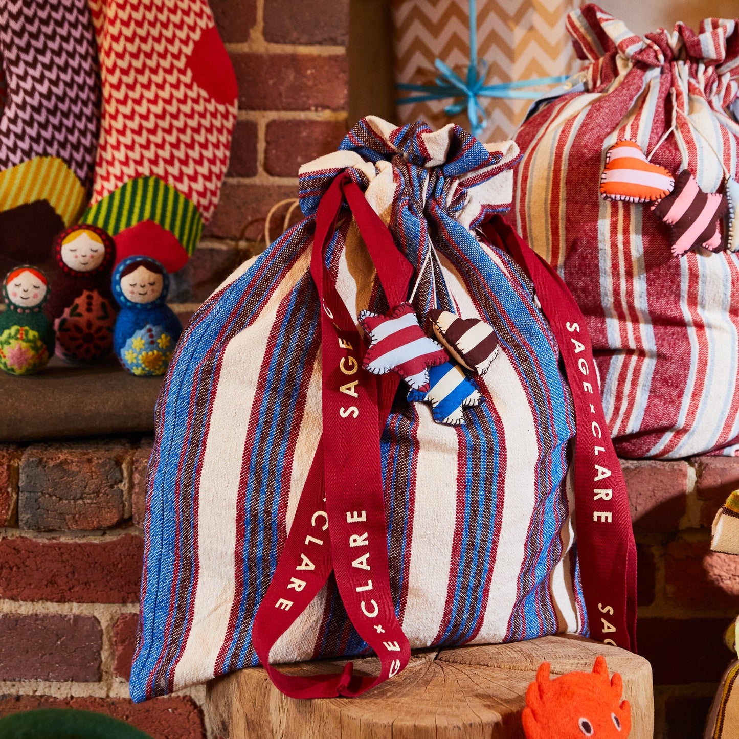 Sage x Clare - Selene Christmas Santa Sack / Azure - The Ivy Room Adelaide