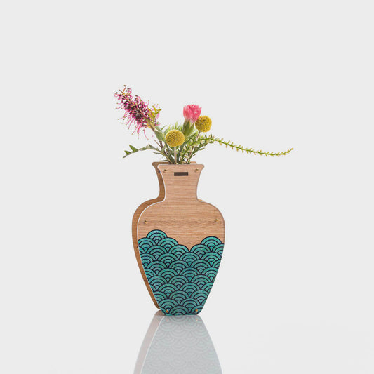 Pili Pala - Large Classic Vase Teal Wave