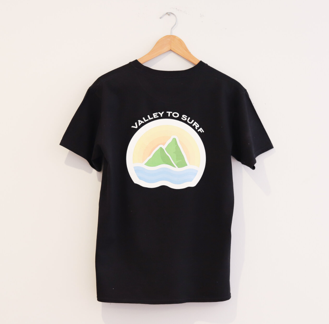 Valley To Surf - Black Tshirt Coloured Logo