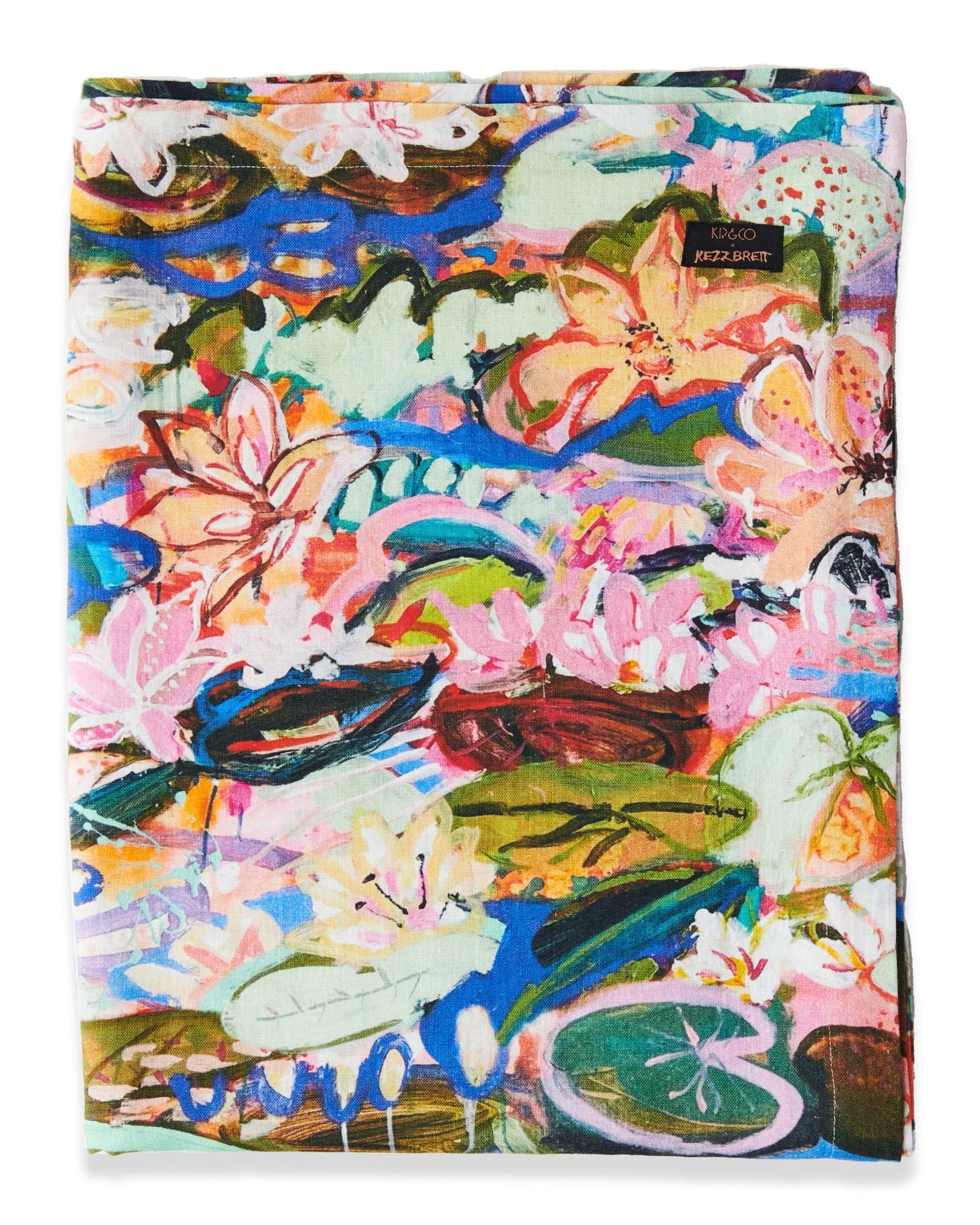 Kip & Co x Kezz Brett Waterlily Waterway Linen Tablecloth  145 x 270cm
